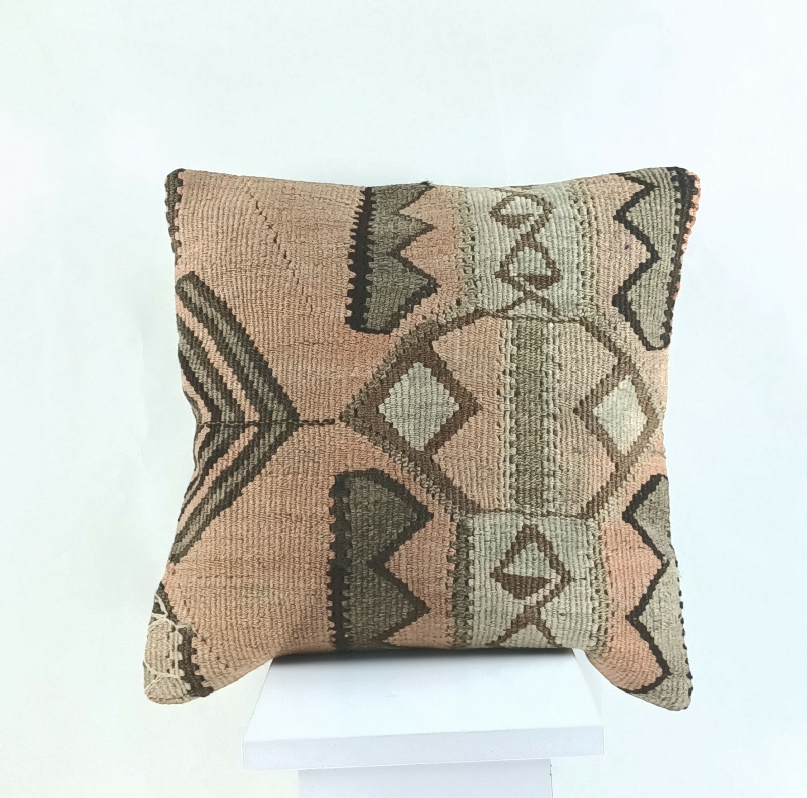 Kilim Pillow Cover 16x16 Oriental Traditional Handmade Boho Lumbar Cushion  A873