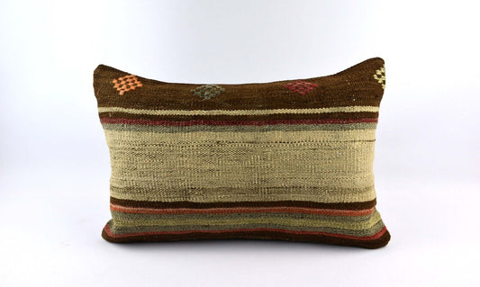 16x24 Kilim Pillow Cover Handmade Vintage Anatolian Lumbar Cushion Cover 4762