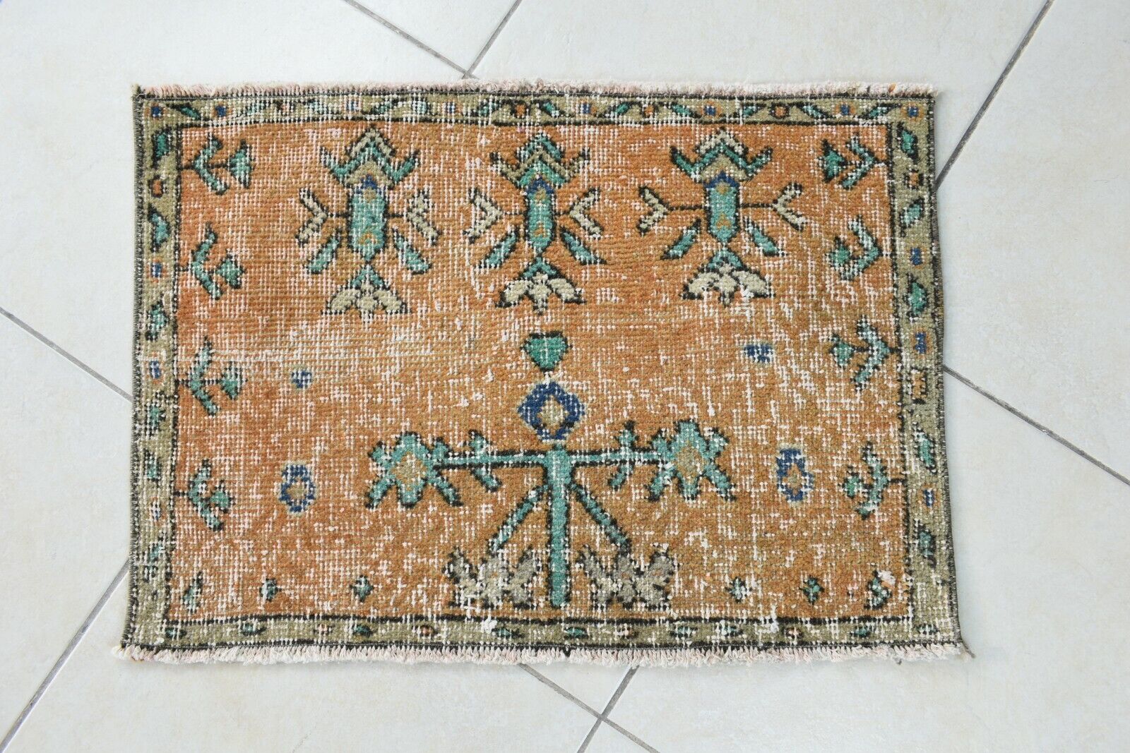 Turkish Runner 2.3x1.6 ft Mini Anatolian Rug Vintage Runner Turkish Runner Y105