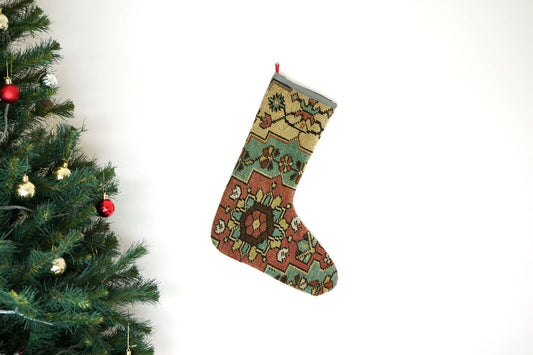 Kilim Christmas Stocking Vintage Rug Stocking Ethnic Decorative Xmas Socks S446