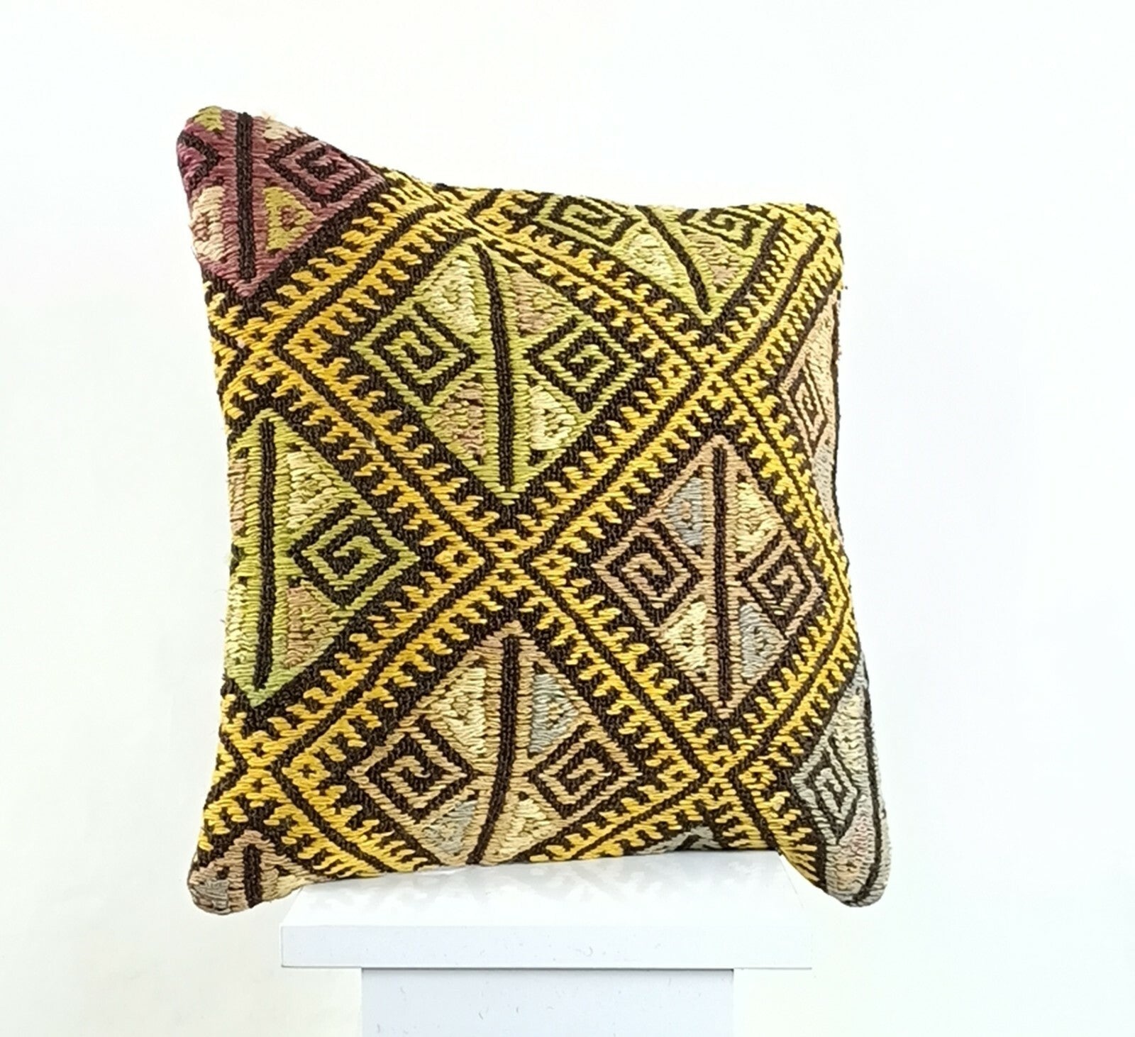 14x14 Kilim Cushion Cover Turkish Ottoman Boho Rustic Throw Pillow Case A1312