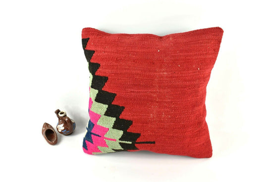 Kilim Pillow Cover 16x16 inch Handknotten Decorative Vintage Cushion Cover A2522