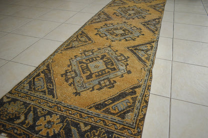 Turkish Runner Rug 11.3x2.8 ft Vintage Runner Hallway Runner Handwoven Rug R35