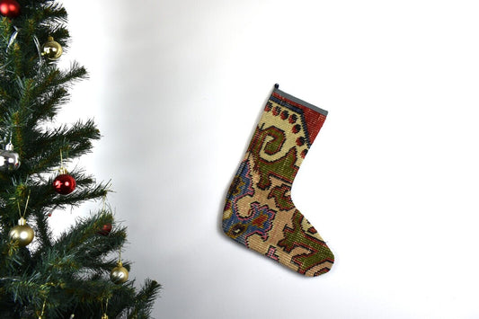 Kilim Christmas Stocking Vintage Rug Stocking Ethnic Decorative Xmas Socks S824