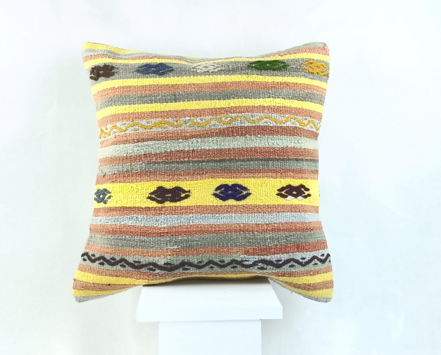 18"x18" Kilim Pillow Cover  Handmade Turkish Vintage Cushion Tribal Lumbar 2169