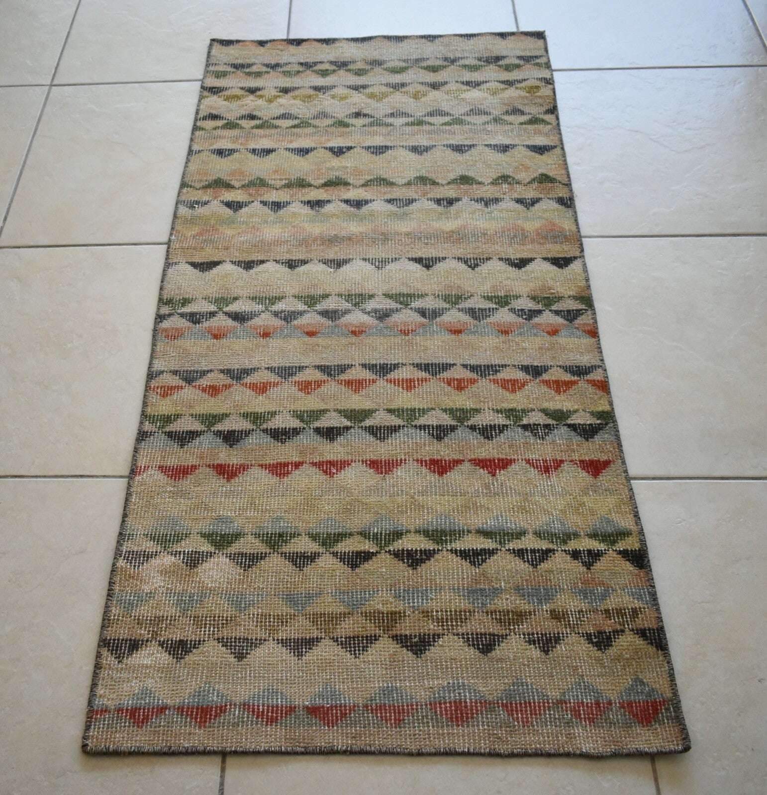 Small Turkish Runner 4.2x2 ft Vintage Runner Hallway Runner Handwoven Rug R16