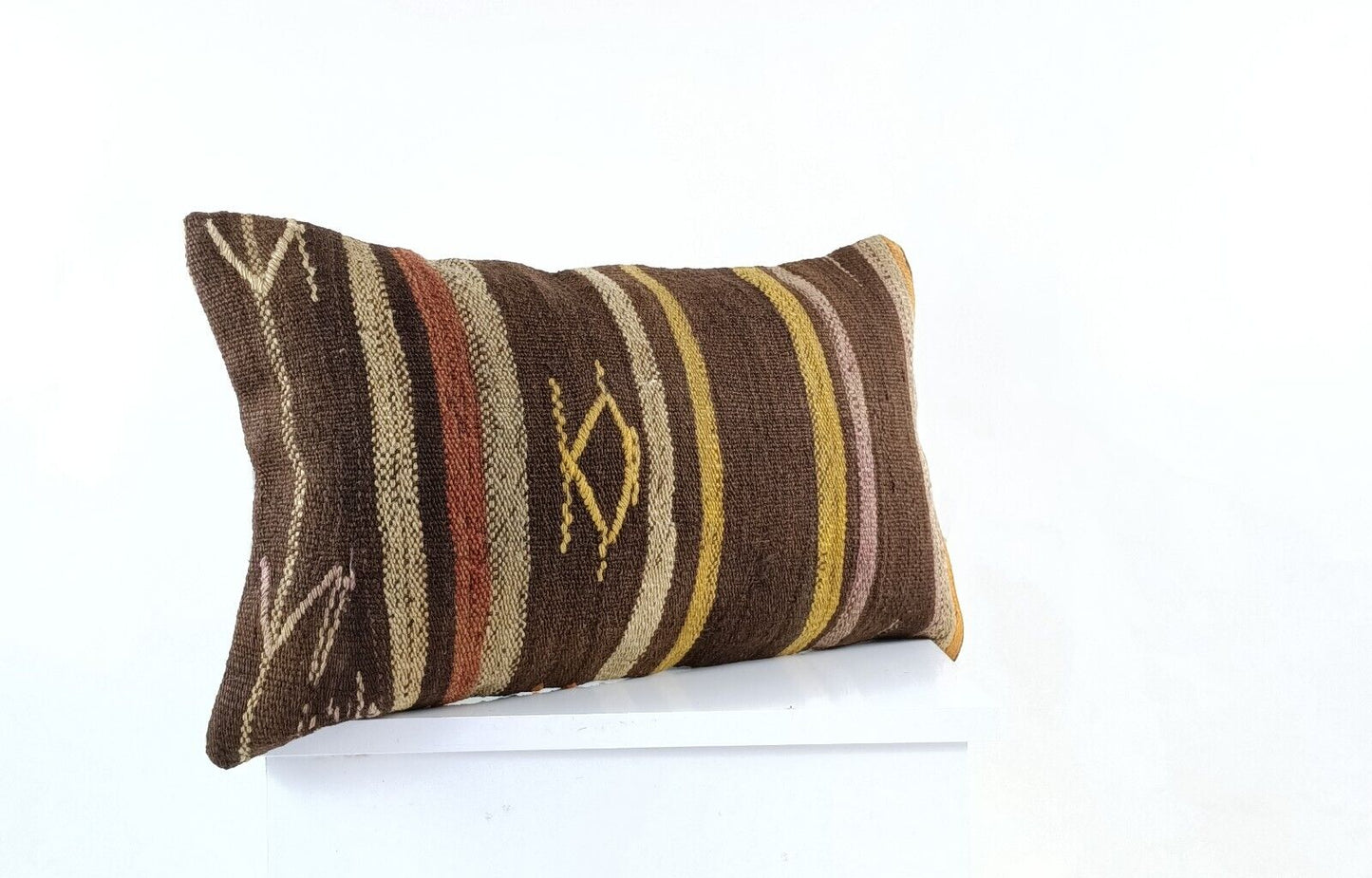 Kilim Pillow Cover 12x20 Turkish Handmade Sofa Couch Floor Lumbar Cushion E982