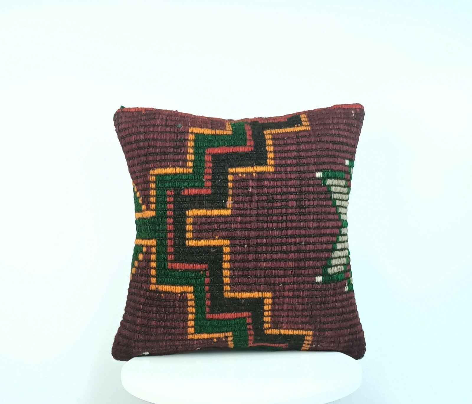 Kilim Pillow Cover 16"x16" Home Decorative Boho Rustic Rug Lumbar Cushion E200
