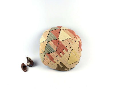 Kilim Round Pillow Cover 18" in Tribal Vintage Turkish Carpet Round Cushion 4938