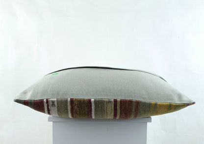 Kilim Pillow Cover 16x24 in Traditional Handmade Anatolian Lumbar Cushion A1456