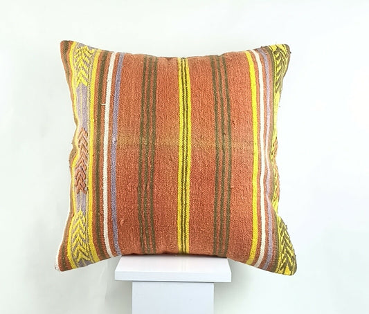 Kilim Pillow Cover 20x20 Home Decorative Handmade Ethnic Oushak Rug Pillow A1212