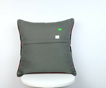 Traditional Kilim Cushion Cover 16x16 Handmade Turkish Tribal Pillow Cover E172
