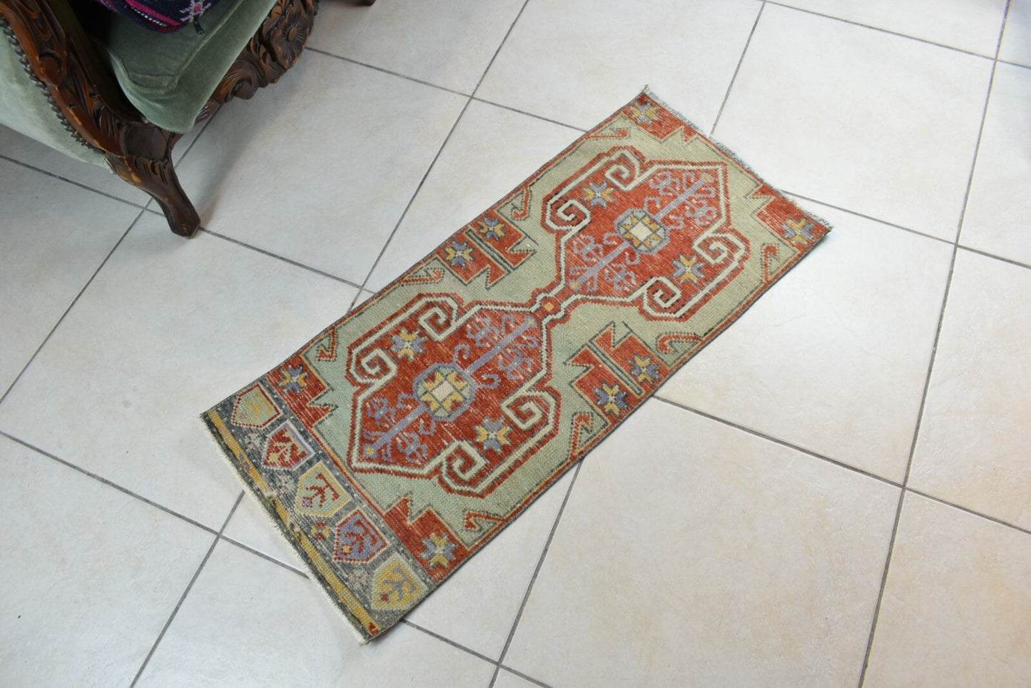 Anatolian Runner 3x1.3 ft Vintage Turkish Runner Oushak Runner Rug Y36