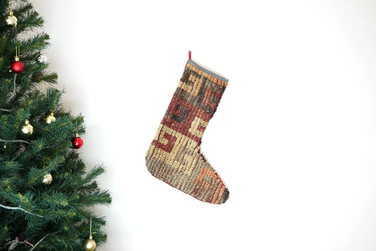 Kilim Christmas Stocking Vintage Rug Stocking Ethnic Decorative Xmas Socks S405