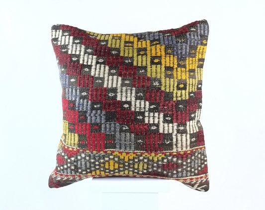 20x20 Kilim Pillow Cover Handmade Vintage Oushak Kilim Cushion Cover 1860