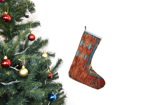 Kilim Christmas Stocking Vintage Rug Stocking Ethnic Decorative Xmas Socks S951