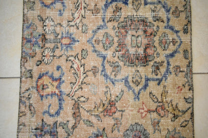 Vintage Runner 2.2x2.1 ft Small Turkish Runner Anatolian Floor Runner Rug R22