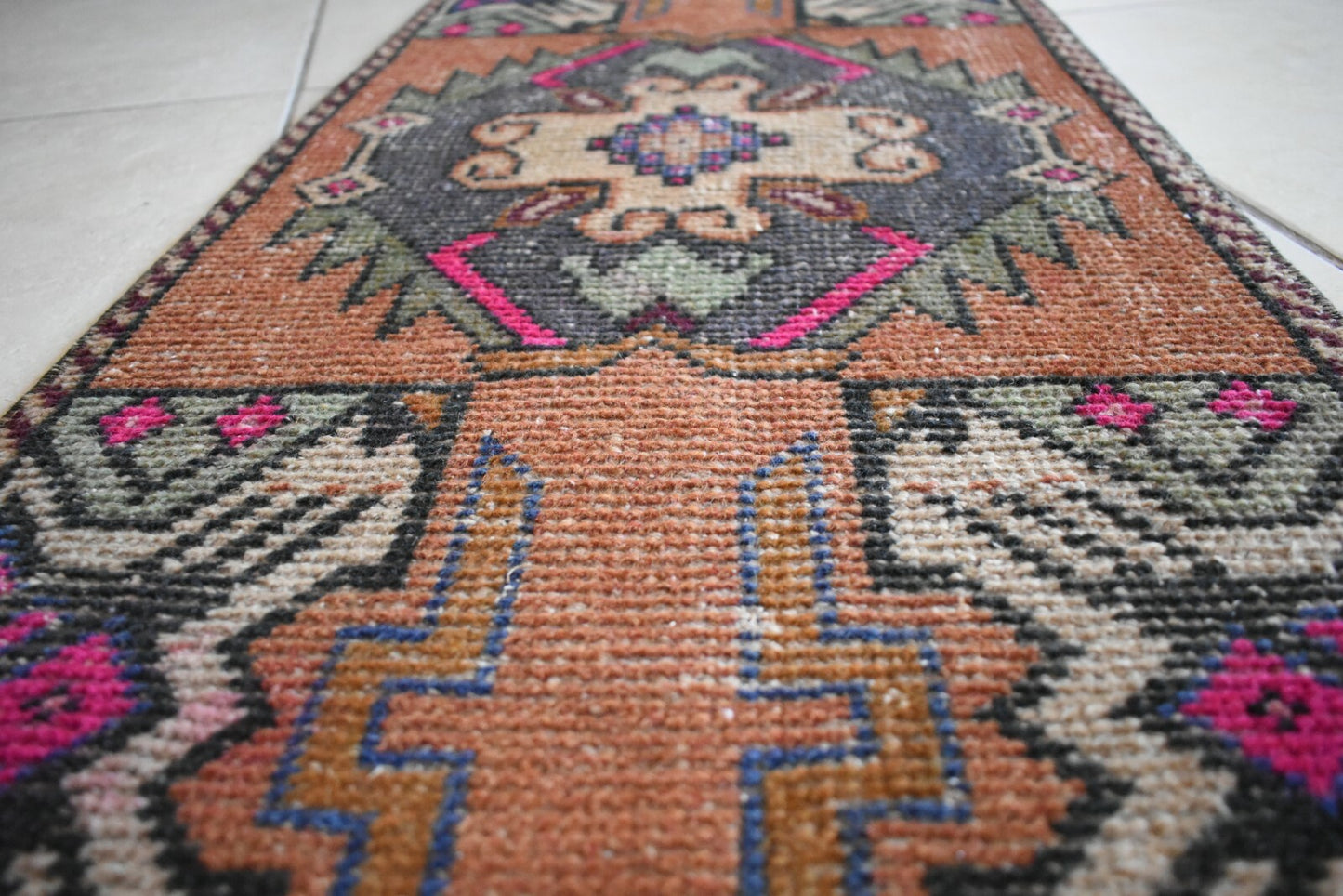 Turkish Runner 3.2x1.4 ft Runner Vintage Oushak Runner Small Faded Runner Y13