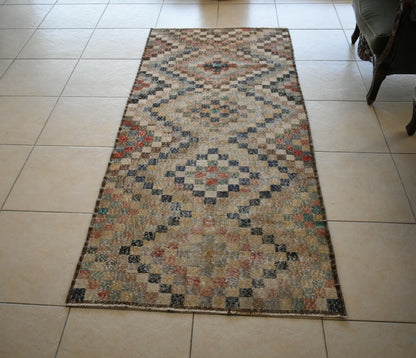 Oushak Runner 6.9x3 ft Handwoven Turkish Runner Vintage Runner Floor Runner R01