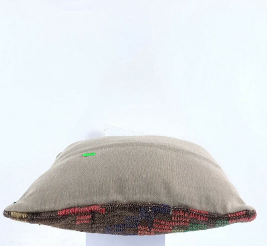 Kilim Pillow Cover 16x16 Anatolian Traditonal Wool Boho Sofa Lumbar Cushion A608