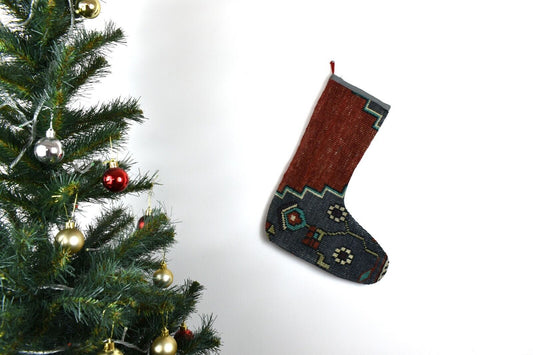 Kilim Christmas Stocking Vintage Rug Stocking Ethnic Decorative Xmas Socks S590