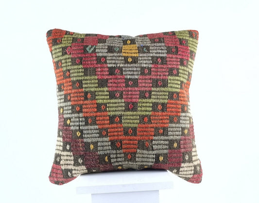 16x16 Ethnic Vintage Turkish Rug Pillow Cover Home Decorative Boho Cushion E822