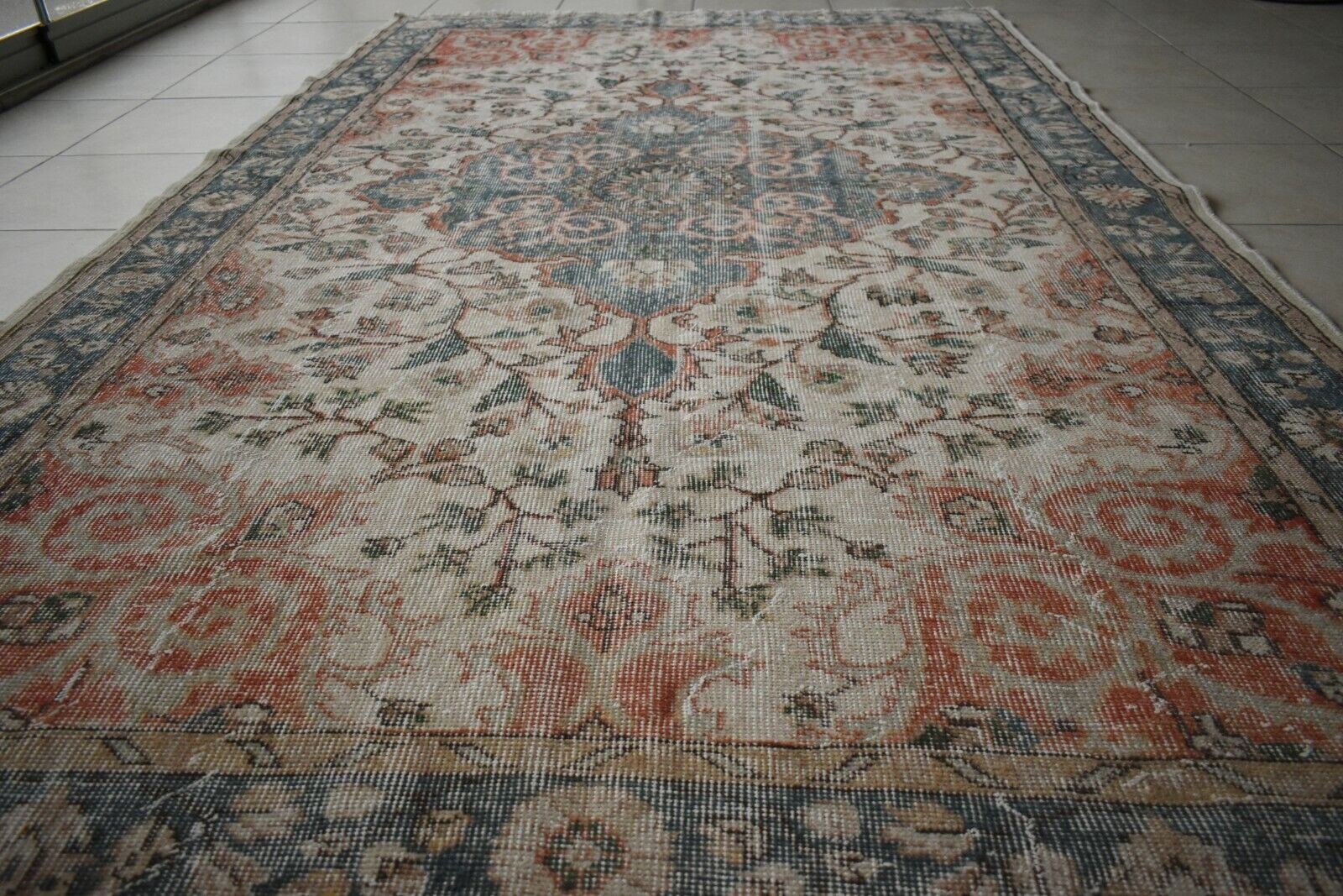 Large Oushak Rug 10x6 ft Vintage Rug Faded Turkish Rug Living Room Carpet B12