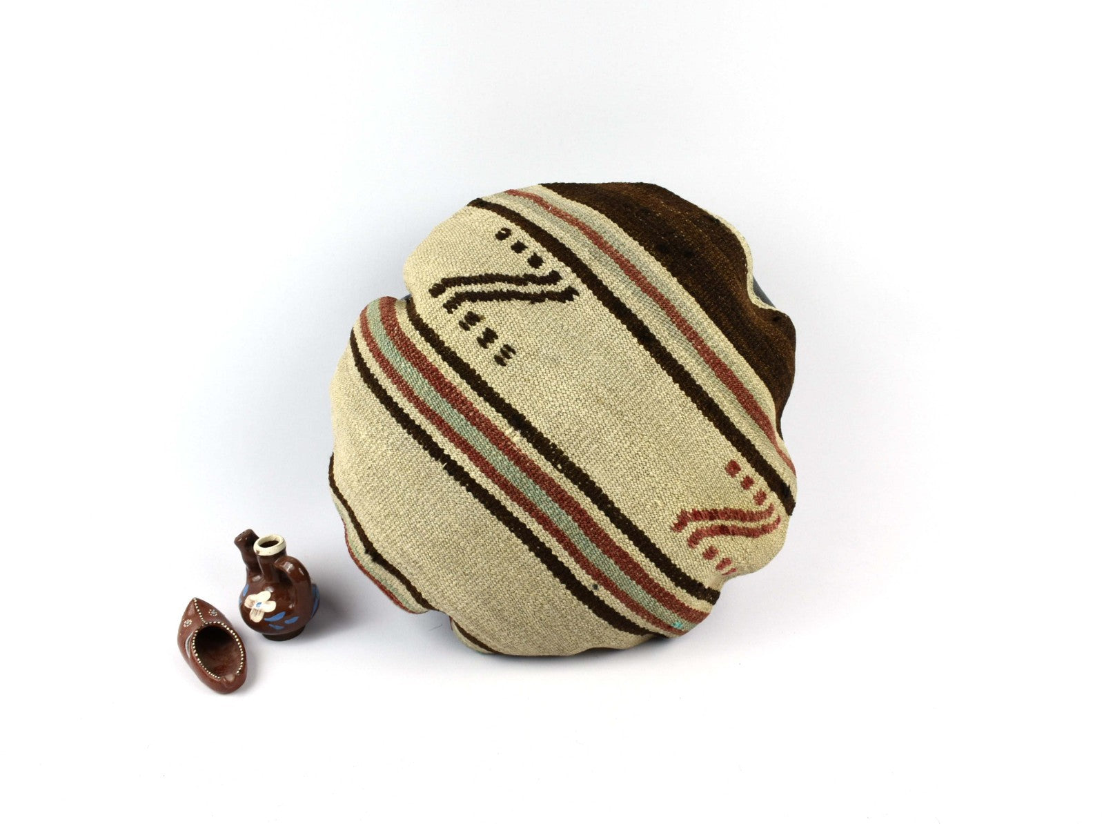 Kilim Round Pillow Cover 18" in Tribal Vintage Turkish Carpet Round Cushion 4943