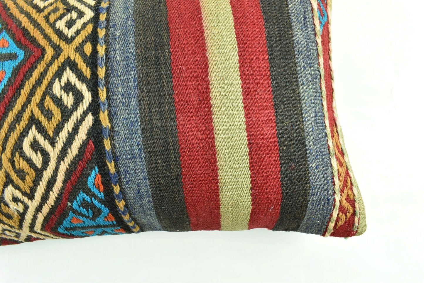 Kilim Pillow Cover 12x20 Turkish Handmade Vintage Couch Lumbar Cushion  A1800