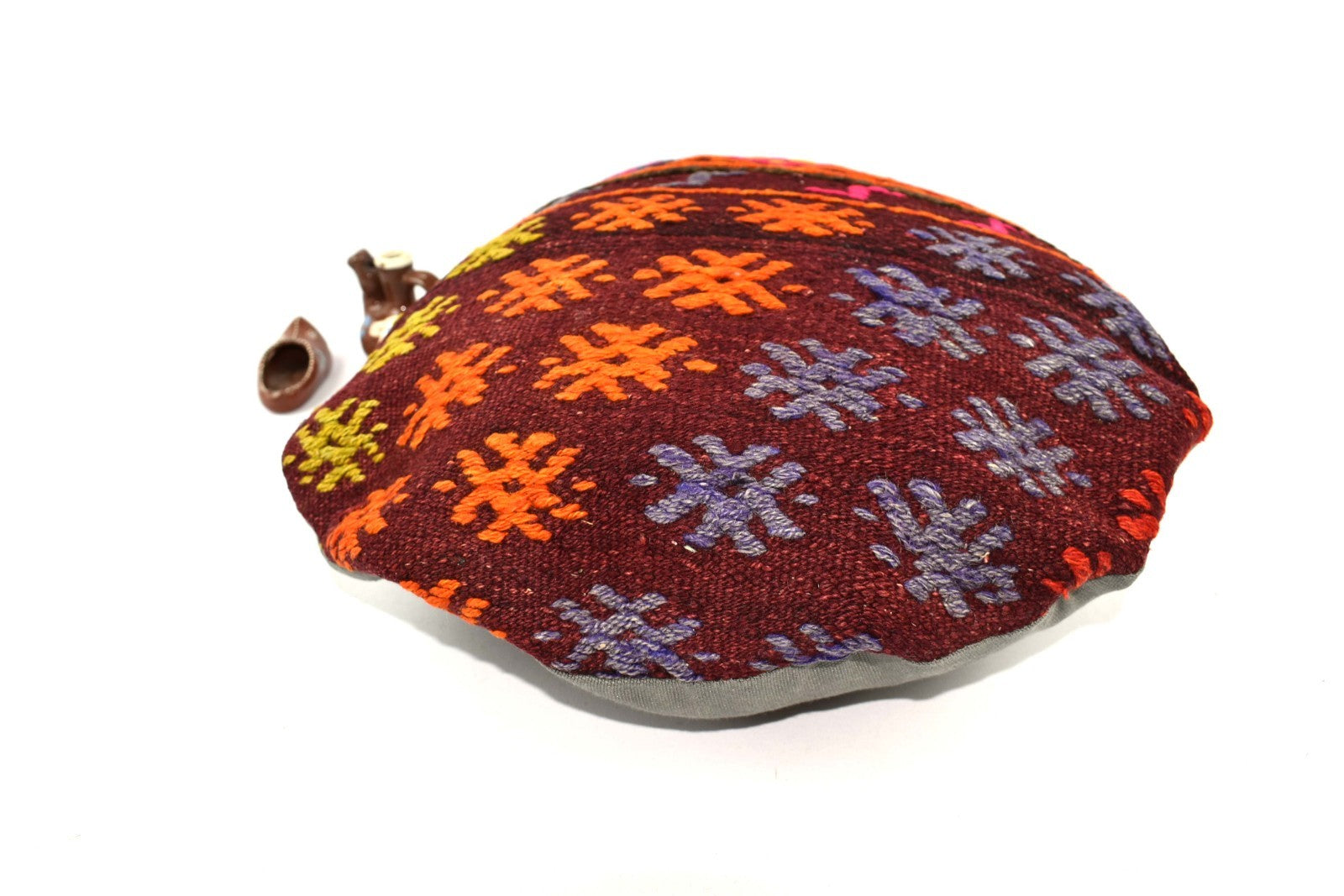 Kilim Round Pillow Cover 18" in Tribal Vintage Turkish Carpet Round Cushion 4962