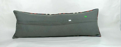 Kilim Pillow Cover 12x36 Handknotted Turkish Tribal Ethnic Lumbar Cushion E684