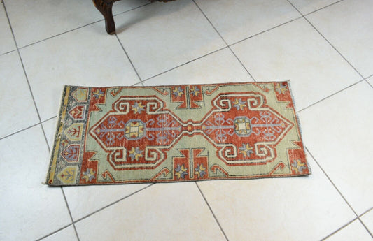 Anatolian Runner 3x1.3 ft Vintage Turkish Runner Oushak Runner Rug Y36