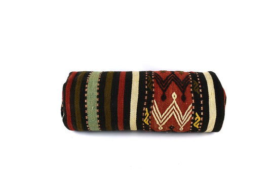 Kilim Bolster Pillow Cover 8x20 in Tribal Vintage Turkish Carpet Bolster Cushion