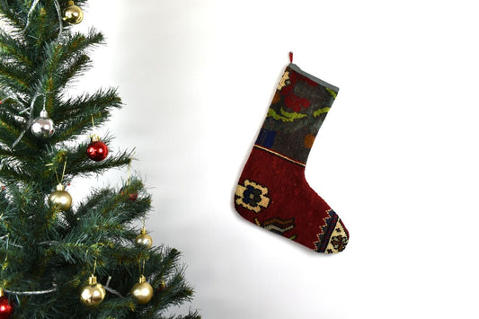 Kilim Christmas Stocking Vintage Rug Stocking Ethnic Decorative Xmas Socks S659