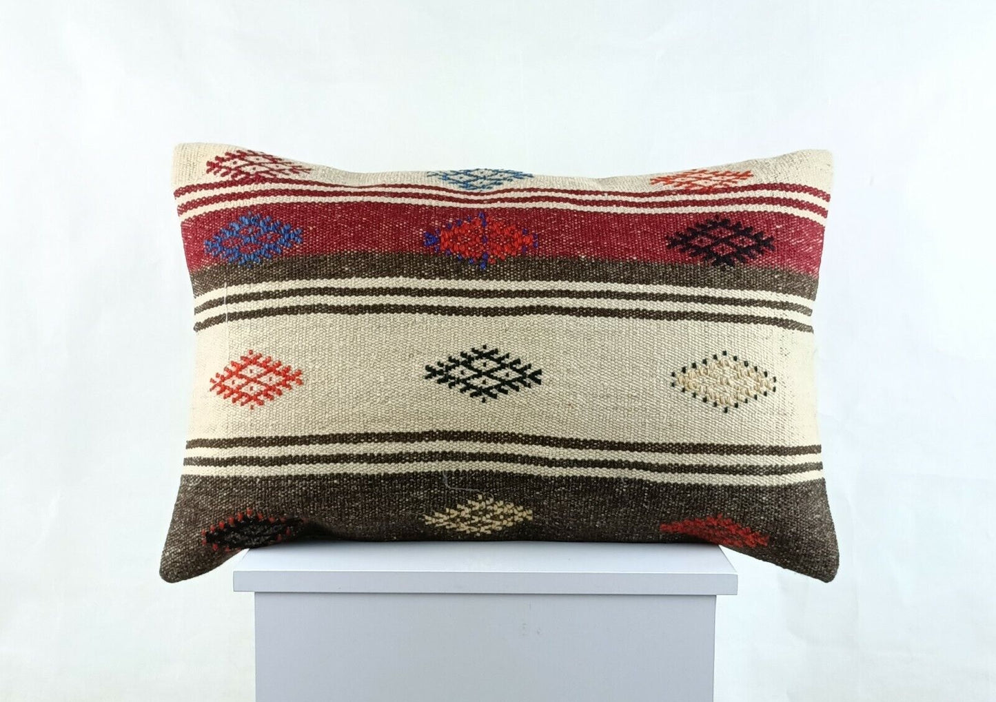 Kilim Pillow Cover 16x24 in Traditional Handmade Anatolian Lumbar Cushion A1470