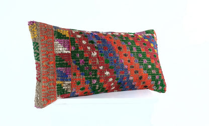 12x24 Kilim Lumbar Cushion Cover Turkish Tribal Vintage Ethnic Pillow E910