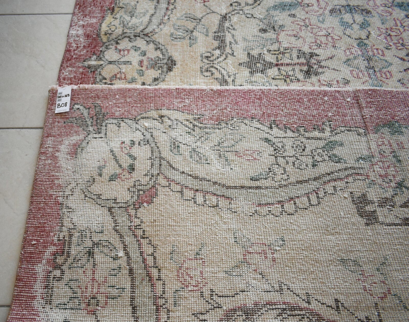 Turkish Rug 10.1x5.5 ft Vintage Rug Faded Oushak Large Living Room Carpet B08