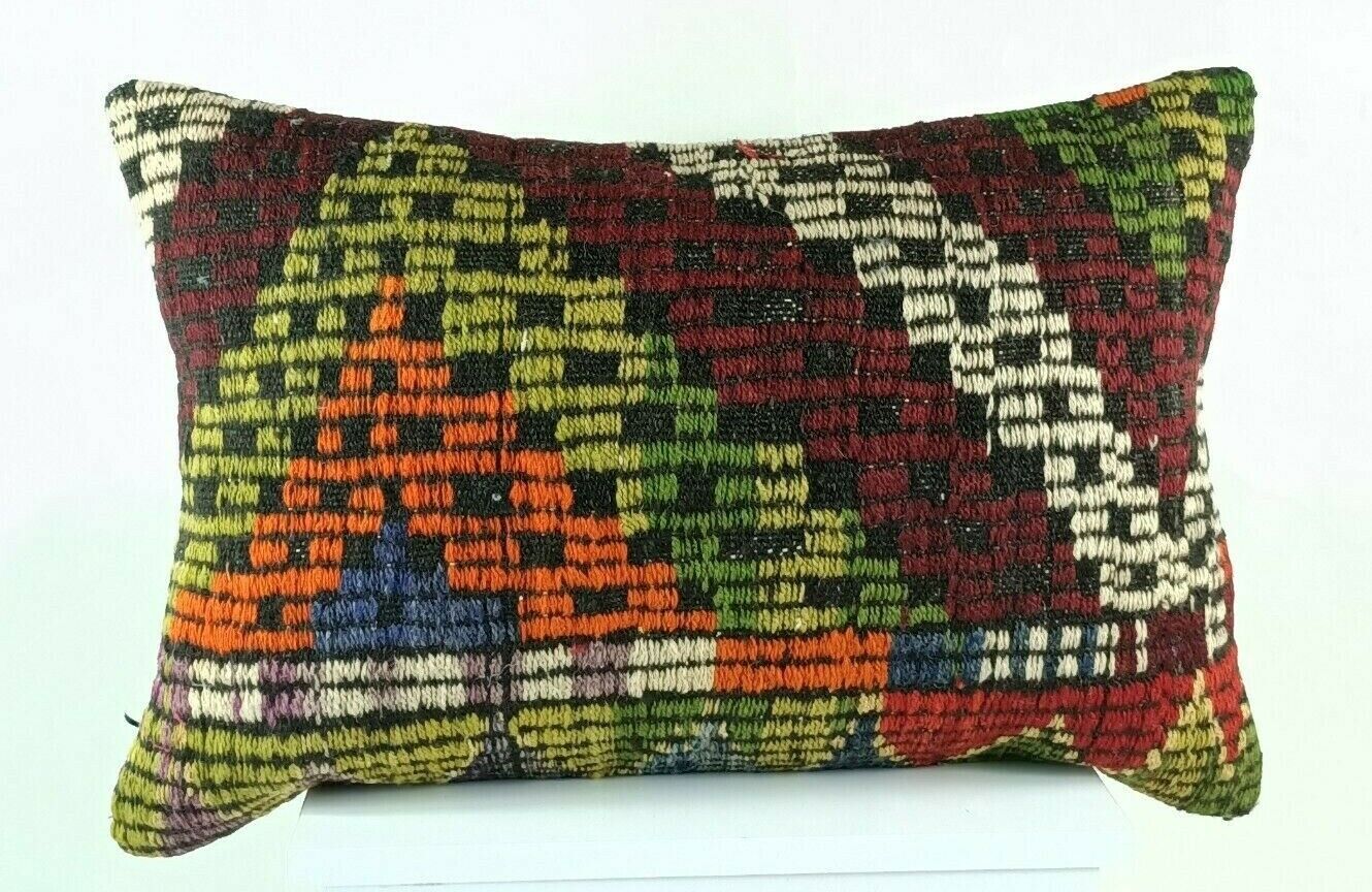 Kilim Cushion Cover 16x24 Throw Pillow Cover Decorative Handmade Lumbar E1265