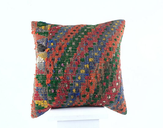 16x16 Ethnic Vintage Turkish Rug Pillow Cover Home Decorative Boho Cushion E820