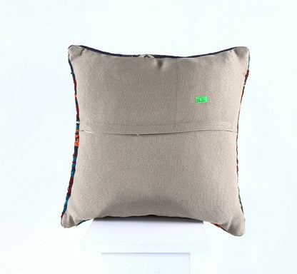 Turkish Handmade Kilim Pillow Cover 16x16 Home Decorative Wool Throw Lumbar A630