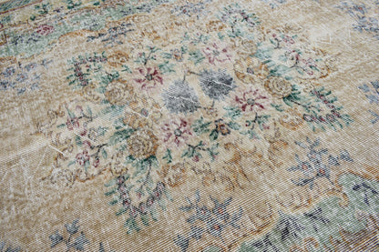 Large Turkish Rug 8.3x5.4 ft Vintage Rug Faded Oushak Rug Living Room Carpet B15