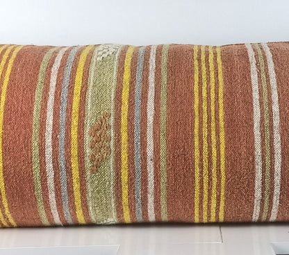 Extra Large Kilim Pillow Cover 16x48 Handmade Boho Ethnic Oriental Lumbar A1566