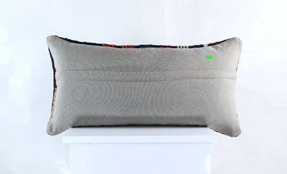 Handmade Turkish Kilim Pillow Cover 12x24 Ethnic Boho Sofa Lumbar Cushion E1004