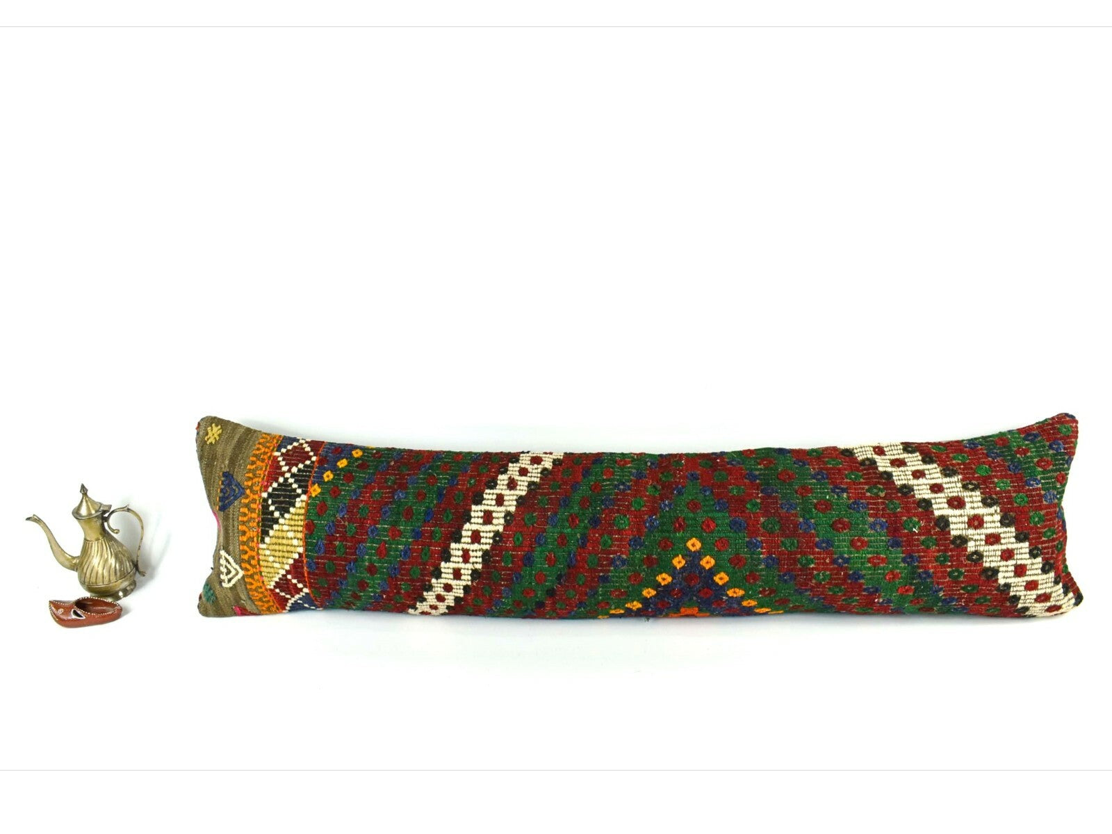 Handmade Kilim Pillow Cover 12x48 Turkish Vintage Lumbar Pillow Cover  A2157