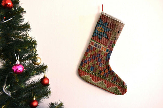 Kilim Christmas Stocking Christmas Decor Xmas Sock Vintage Rug Stockings S330