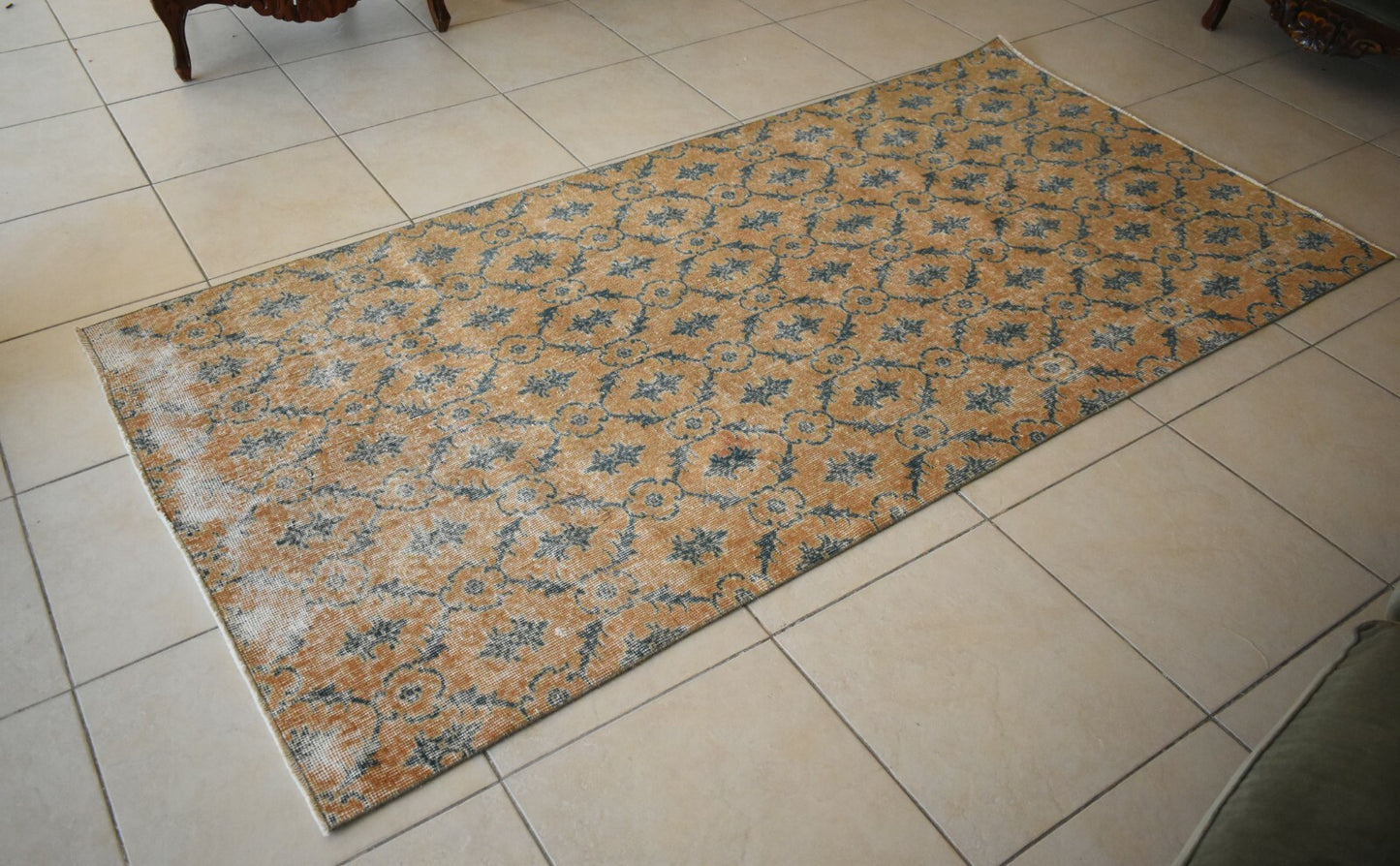 Oushak Runner 7.6x3.8 ft Handwoven Turkish Runner Vintage Runner Floor Rug R02