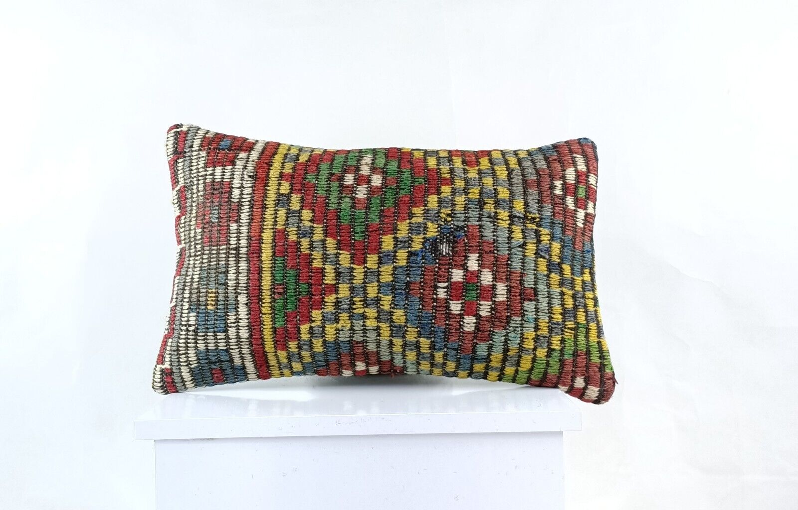 Kilim Pillow Cover 12x20 Turkish Handmade Sofa Couch Floor Lumbar Cushion E1057