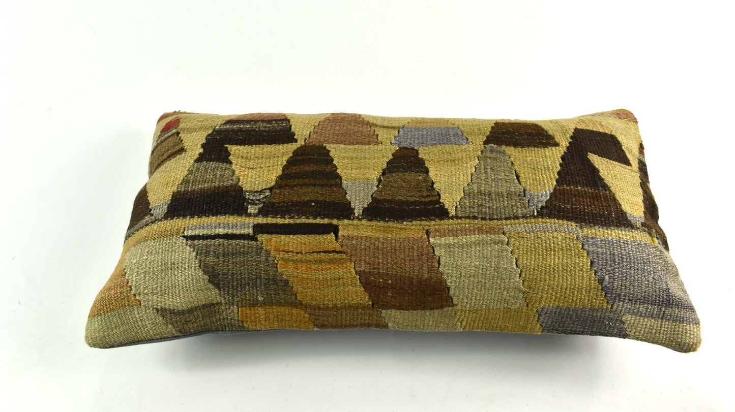 10x20 Kilim Lumbar Pillow Cover Vintage Ethnic Oushak Kilim Pillow Cover 3766
