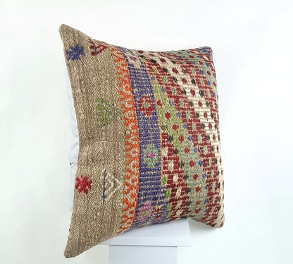 20x20 Kilim Pillow Cover Handmade Vintage Oushak Kilim Cushion Cover 2557