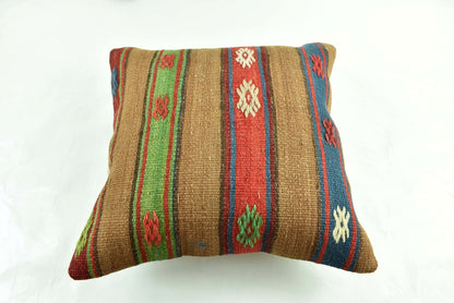 18"x18" Kilim Pillow Cover  Handmade Turkish Vintage Cushion Tribal Lumbar 2991